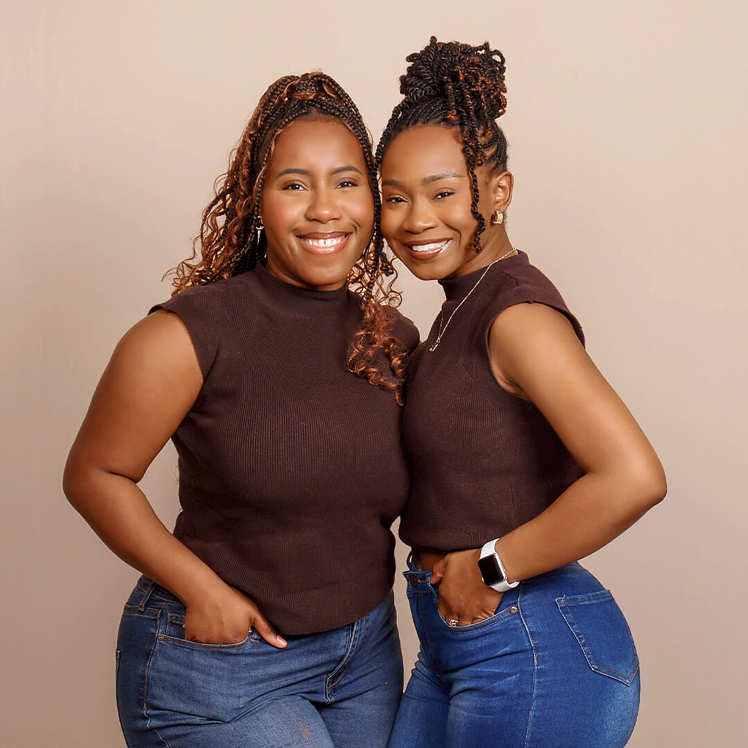 Two friends posing for besties photography at JCPenney Portraits