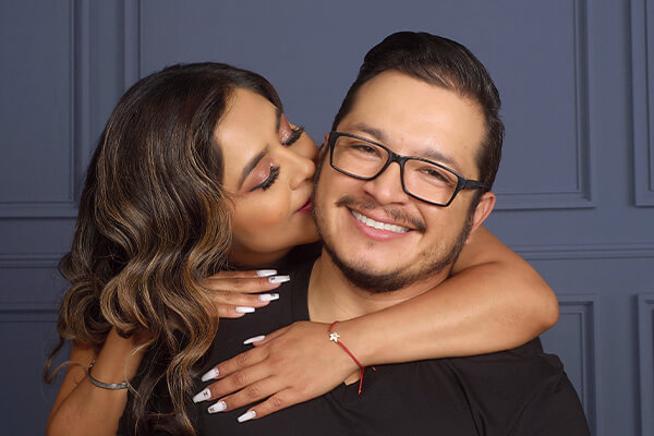 Couple photographed for a Valentine's Day photoshoot at JCPenney Portraits