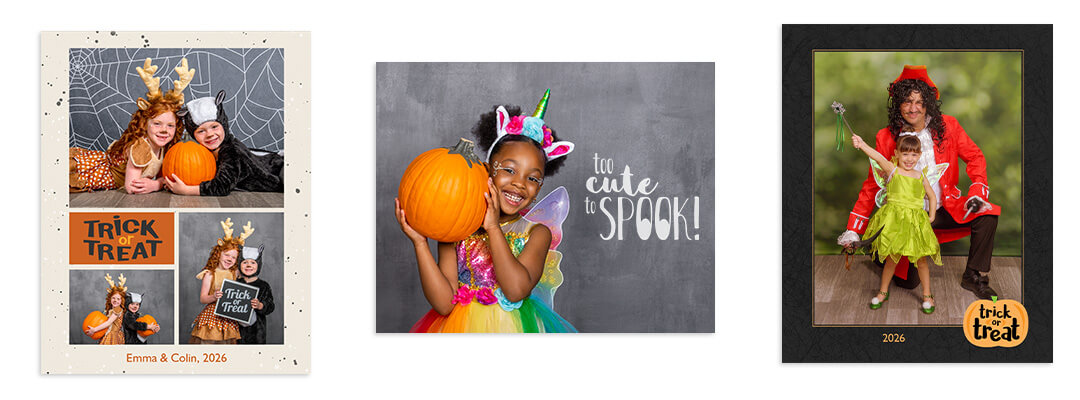 Photo enhancement designs for Halloween photography at JCPenney Portraits.