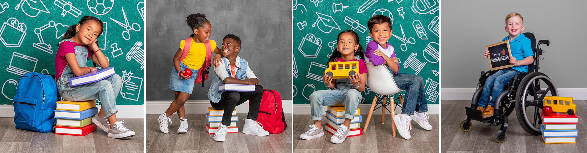 Back to Schoool imagery featured on the new School Days background at JCPenney Portraits.