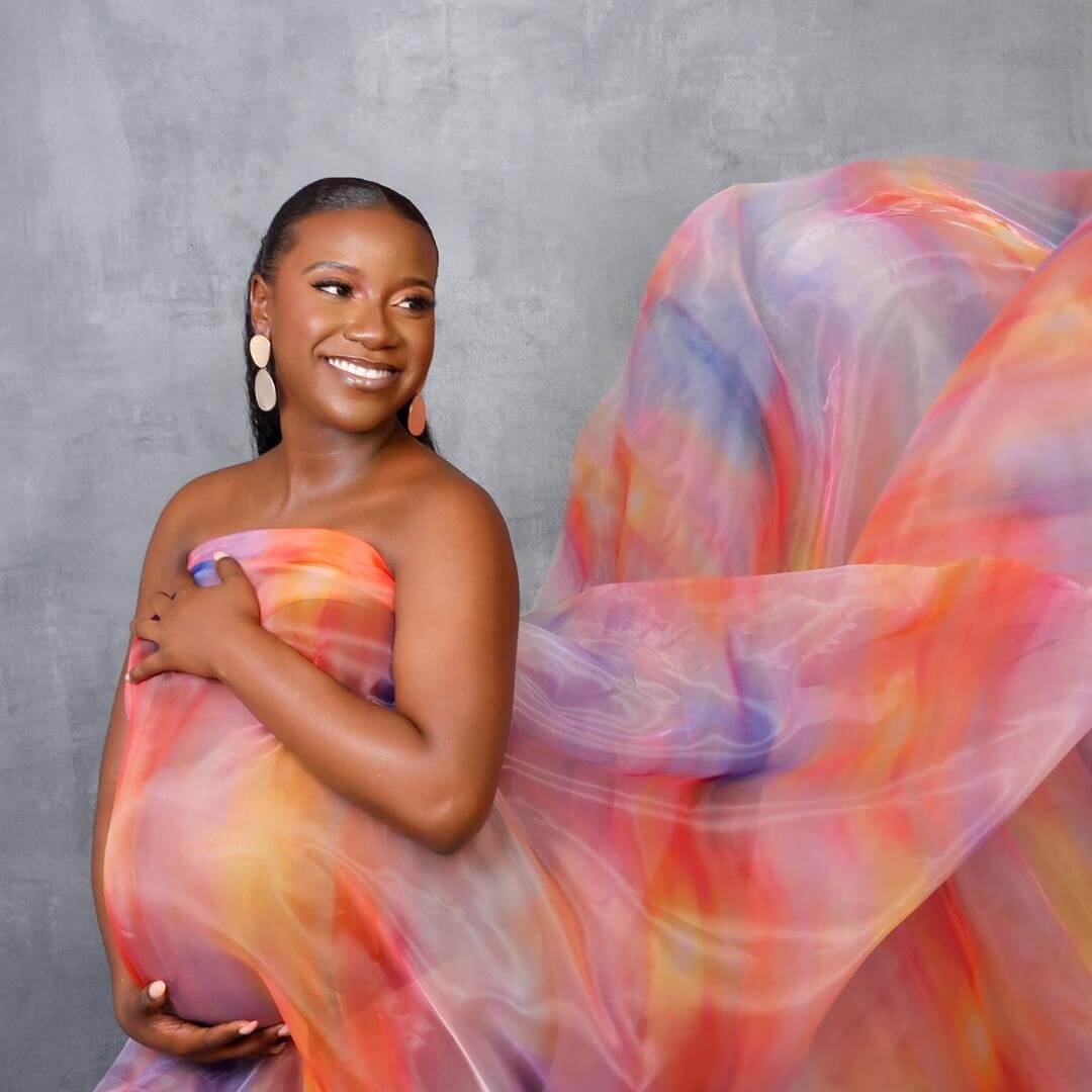 Woman photographed for a Maternity photo shoot