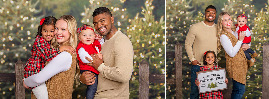 Our Christmas photographers at JCPenney Portraits captured holiday family pictures with the new Tree Farm background. 