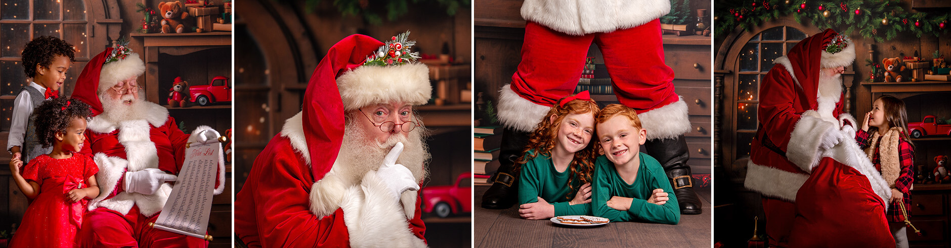 Children posing for Santa pictures