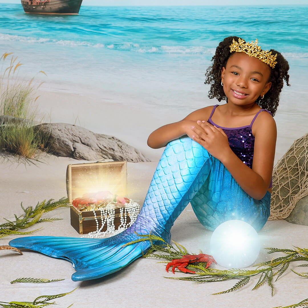 Child dressed as a mermaid for our Mermaids & Pirates photography