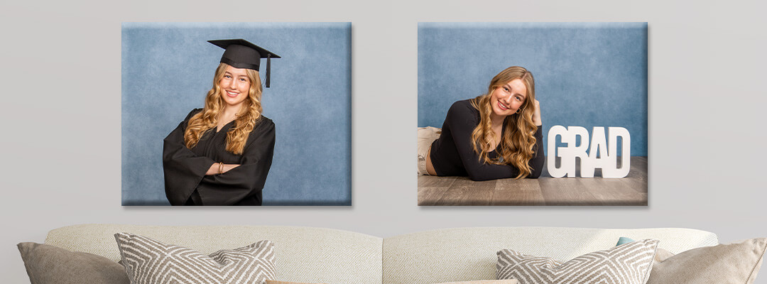 Canvas prints showcasing graduation photos