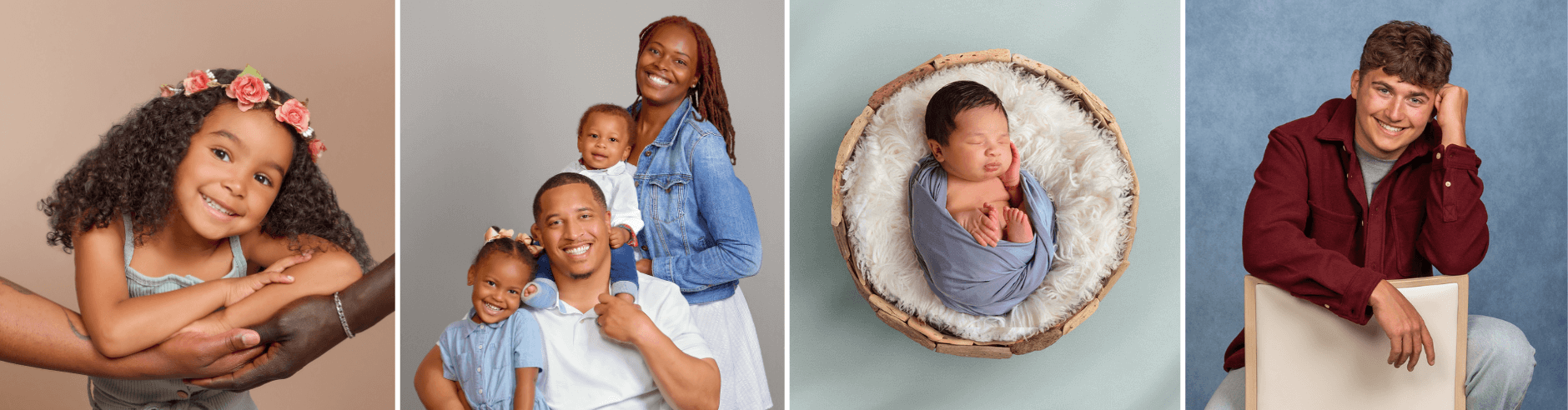 Child, family, newborn, and senior photos captured at JCPenney Portraits.