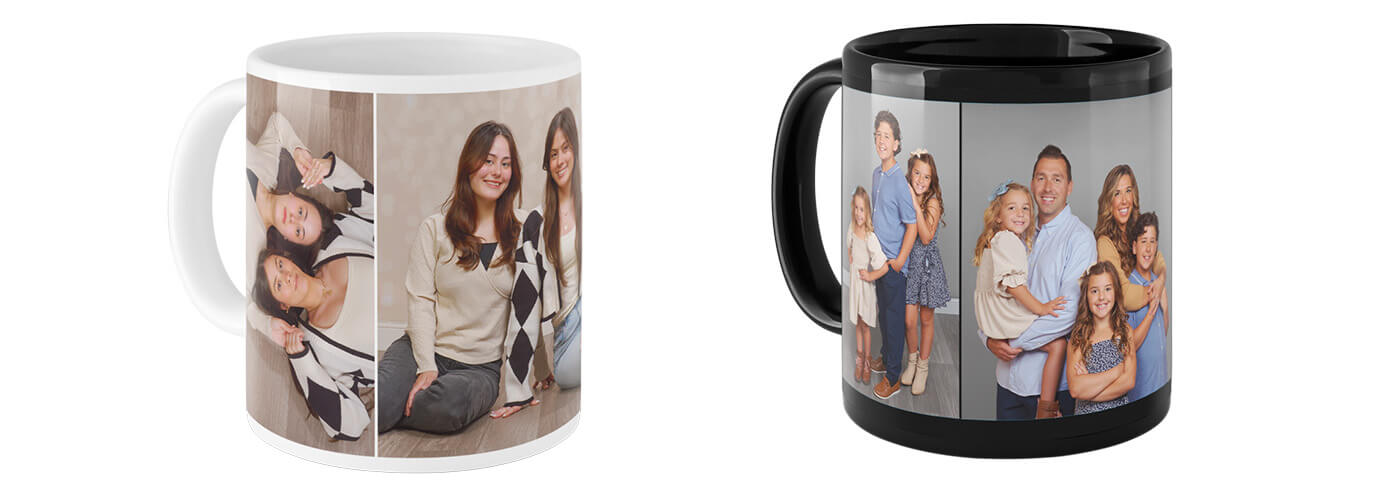 White and black ceramic mugs for your home decor at JCPenney Portraits.