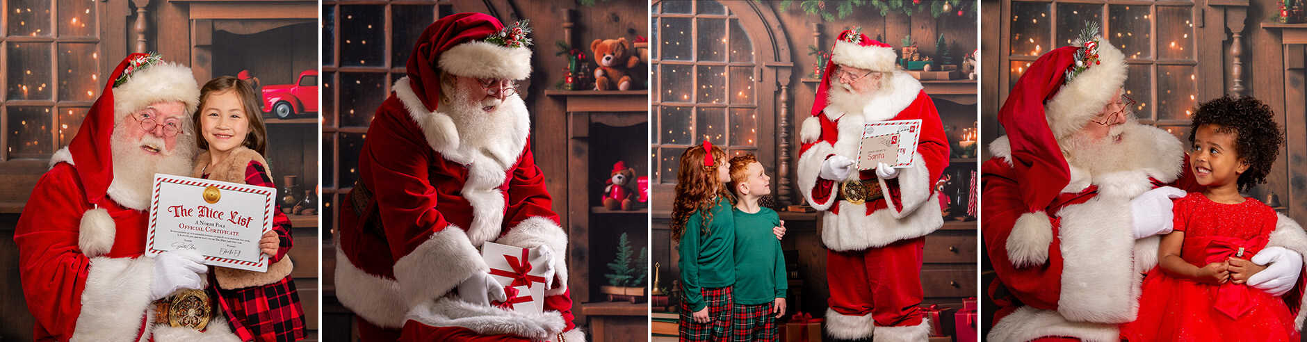 Children posing for Santa pictures.