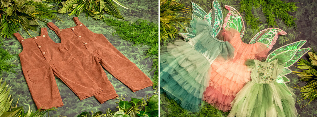 Fairy dresses and overalls for Fairytale Adventures photography experience at JCPenney Portraits.