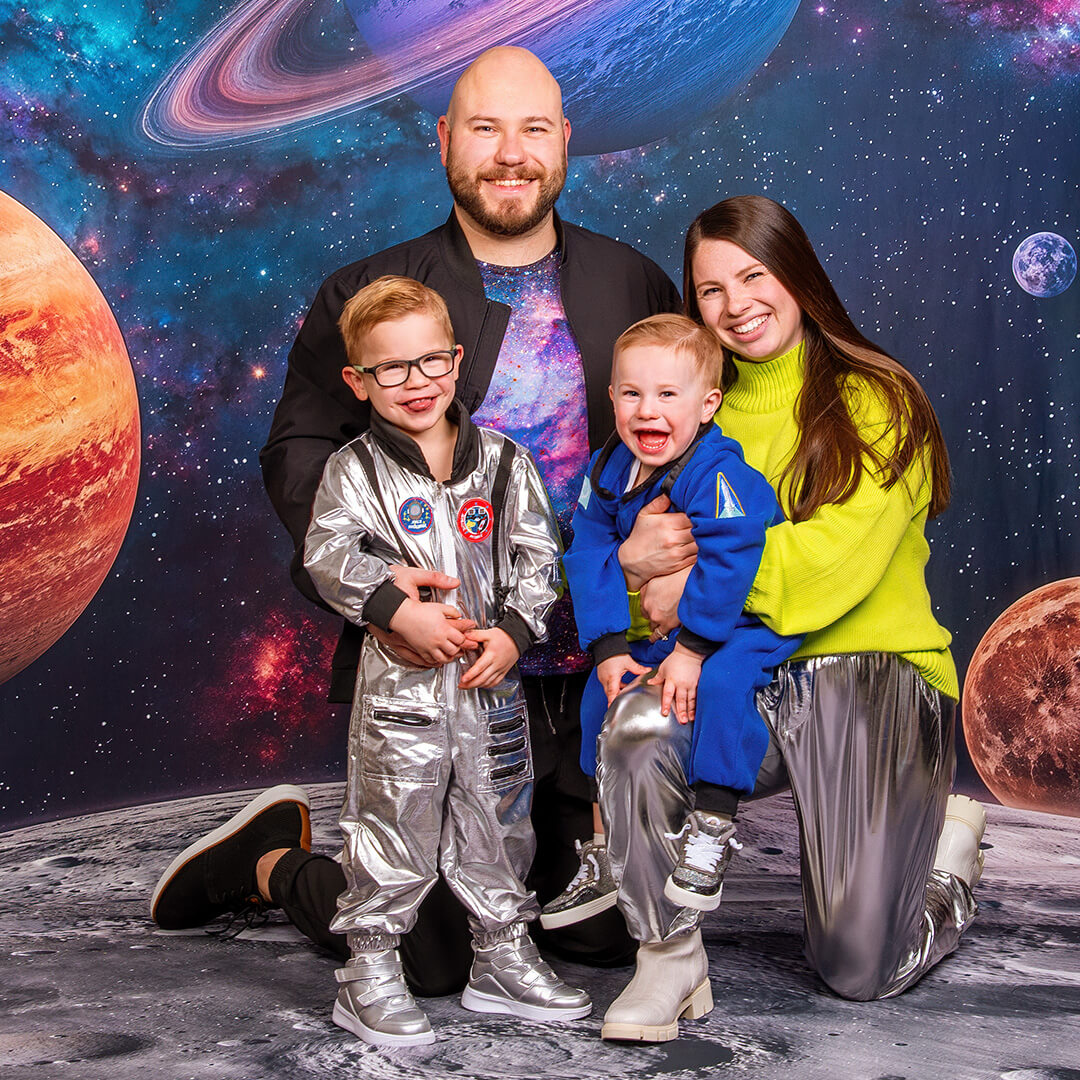 Family space photoshoot at JCPenney Portraits.