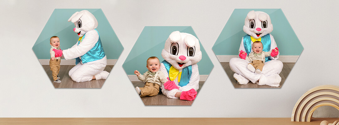 Personalized photo products featuring Easter Bunny pictures.