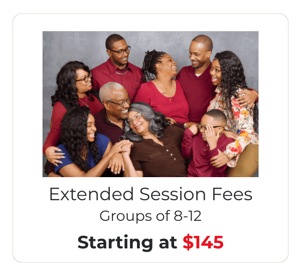Extended session fee pricing for family photography at JCPenney Portraits.