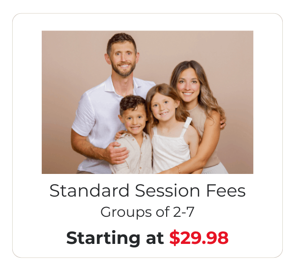 Standard session fee pricing for family photography at JCPenney Portraits.
