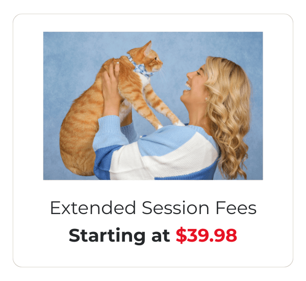 Extended session fee pricing for pet photography at JCPenney Portraits.