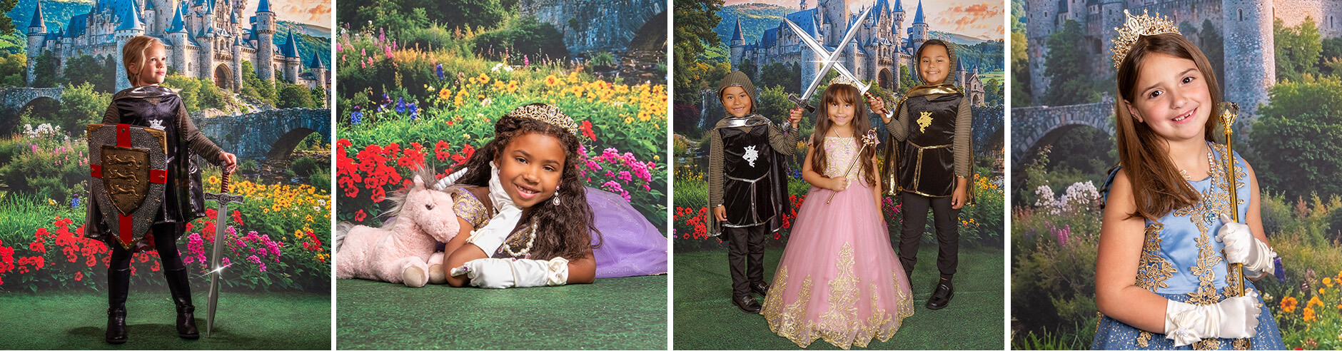 Children photographed for an Enchanted Kingdom photo session at JCPenney Portraits.