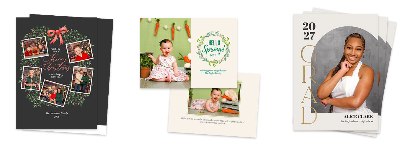 Personalized Christmas cards, Easter cards, and graduation cards at JCPenney Portraits.