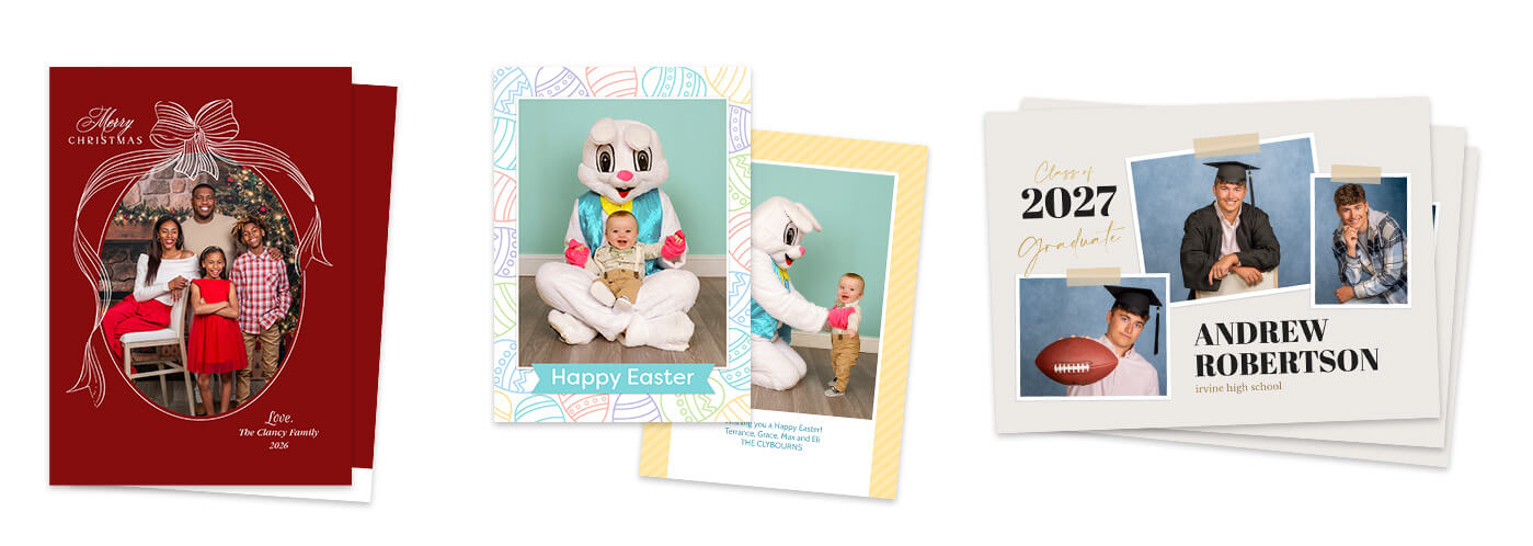 Personalized Christmas cards, Easter cards, and graduation cards at JCPenney Portraits.