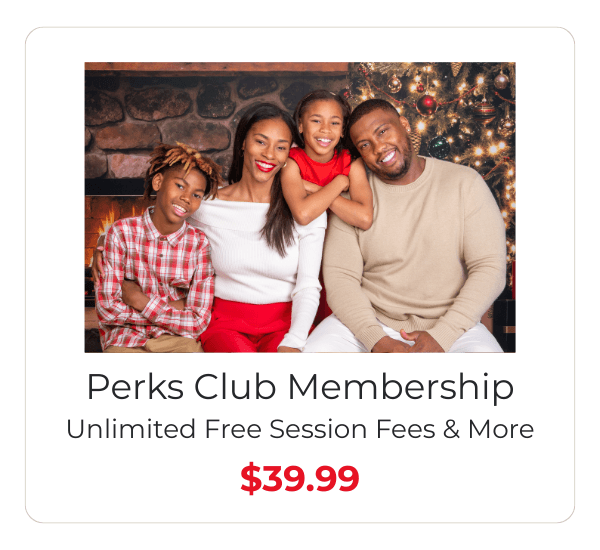Perks Club pricing for professional Christmas photography at JCPenney Portraits.
