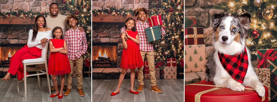 Holiday Home Christmas background for pictures at JCPenney Portraits.