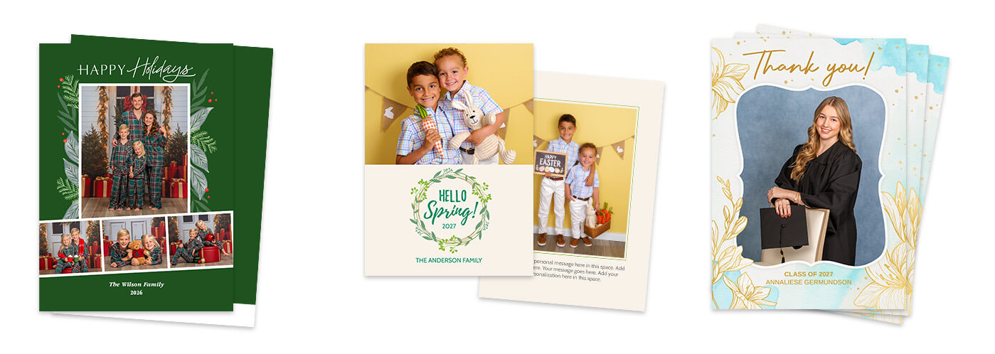 Personalized Christmas cards, Easter cards, and graduation cards at JCPenney Portraits.