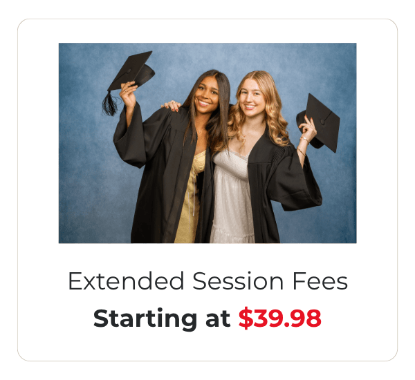 Extended session fee pricing for grad pictures at JCPenney Portraits.