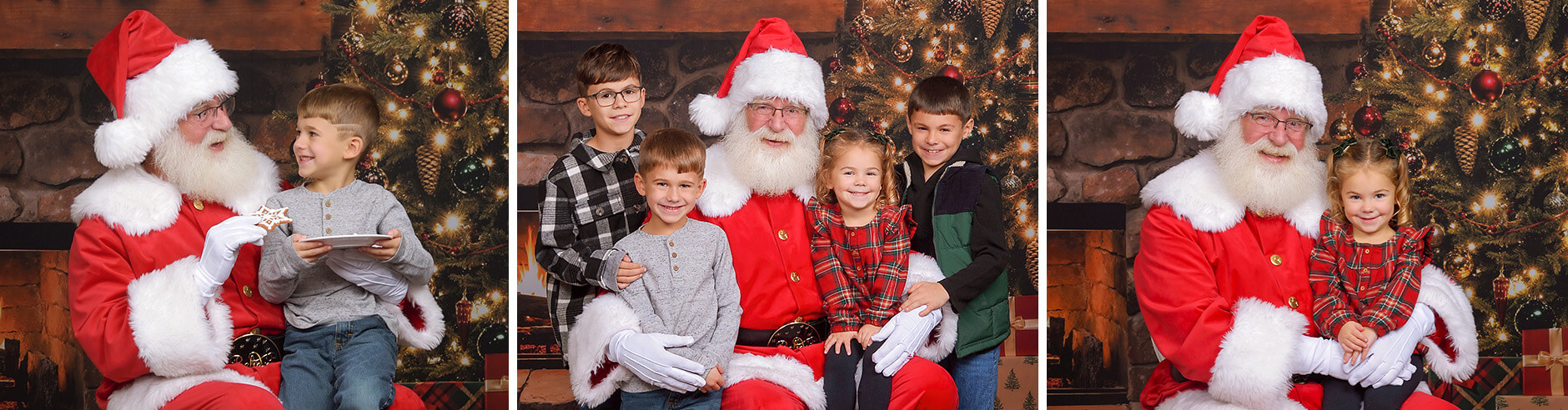 Children posing for professional Santa pictures at JCPenney Portraits.
