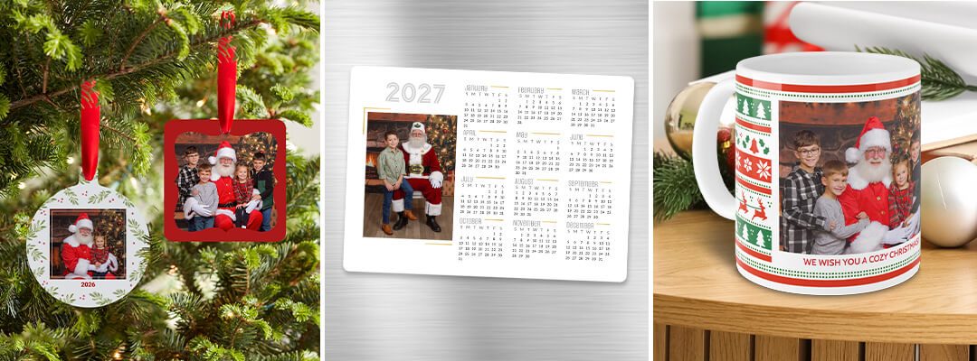 Custom photo products can be designed after your Santa photoshoot at JCPenney Portraits.
